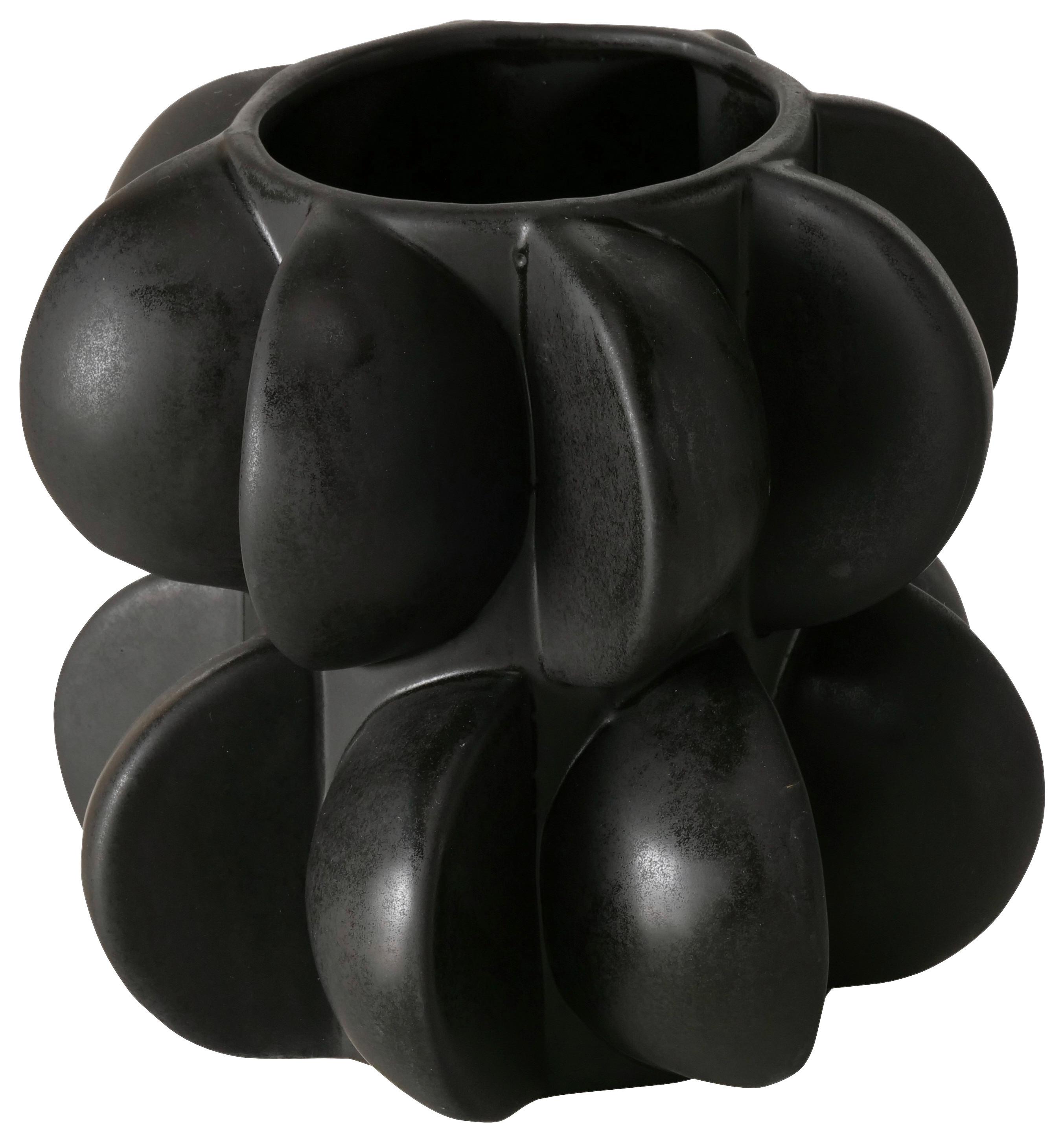 Vase Meritt I Schwarz - Schwarz, MODERN, Keramik (16,5/15,3cm) - Mömax