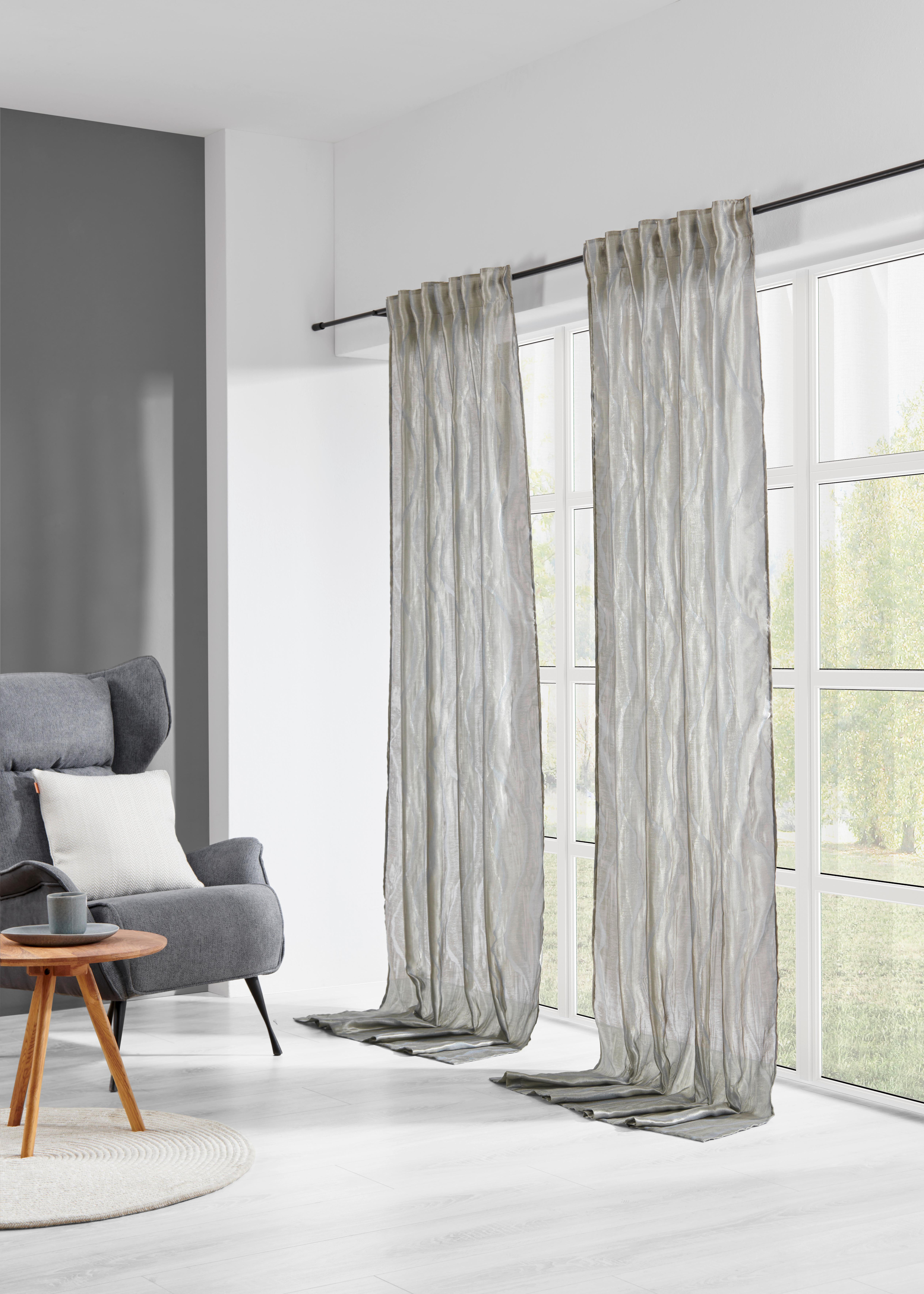 Končana Zavesa Phil - zlate barve/žadasto zelena, Romantika, tekstil (135/255cm) - Premium Living