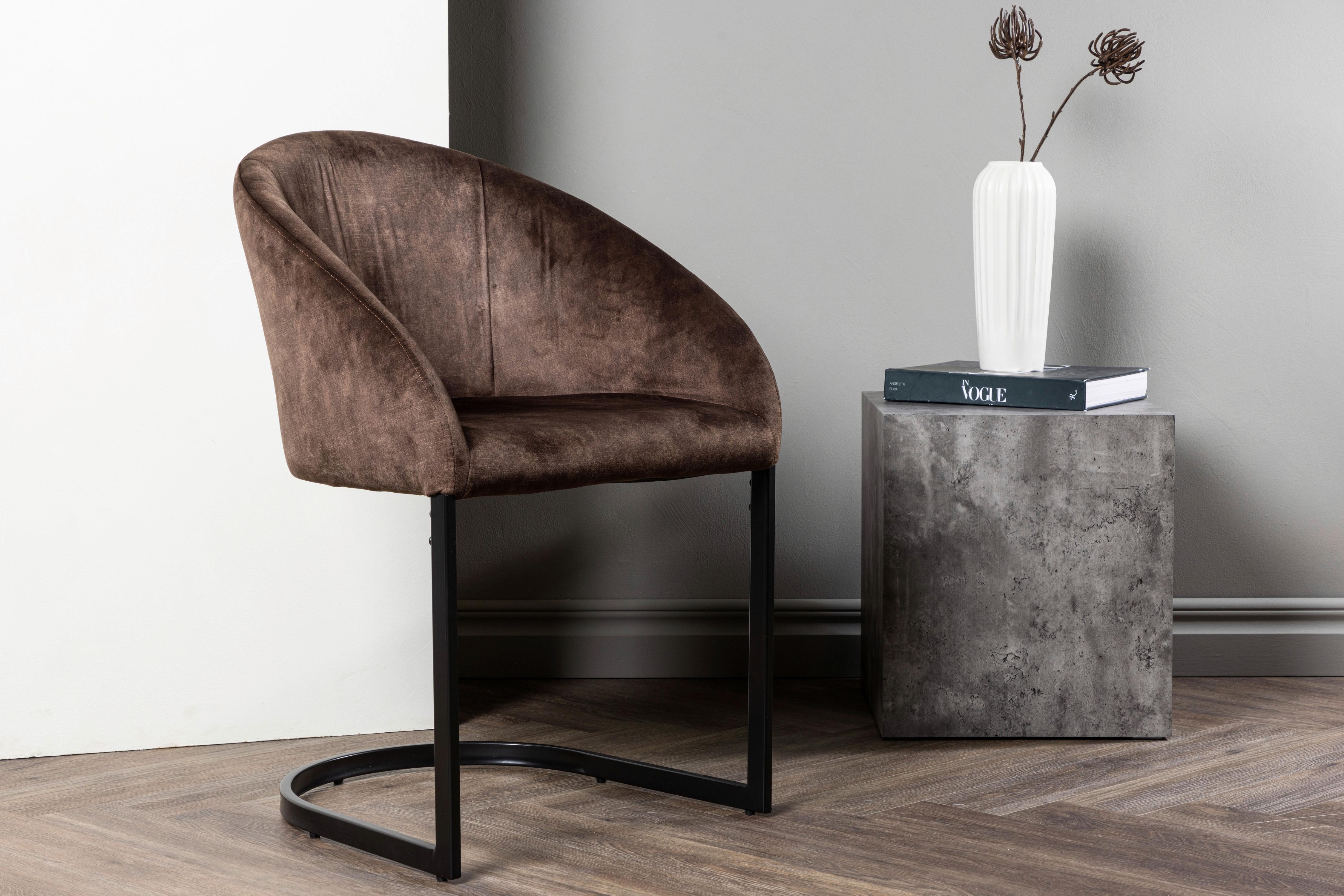 STUHL-SET EVENING - Dunkelbraun/Schwarz, Design, Textil/Metall (56/82/65cm) - Livetastic