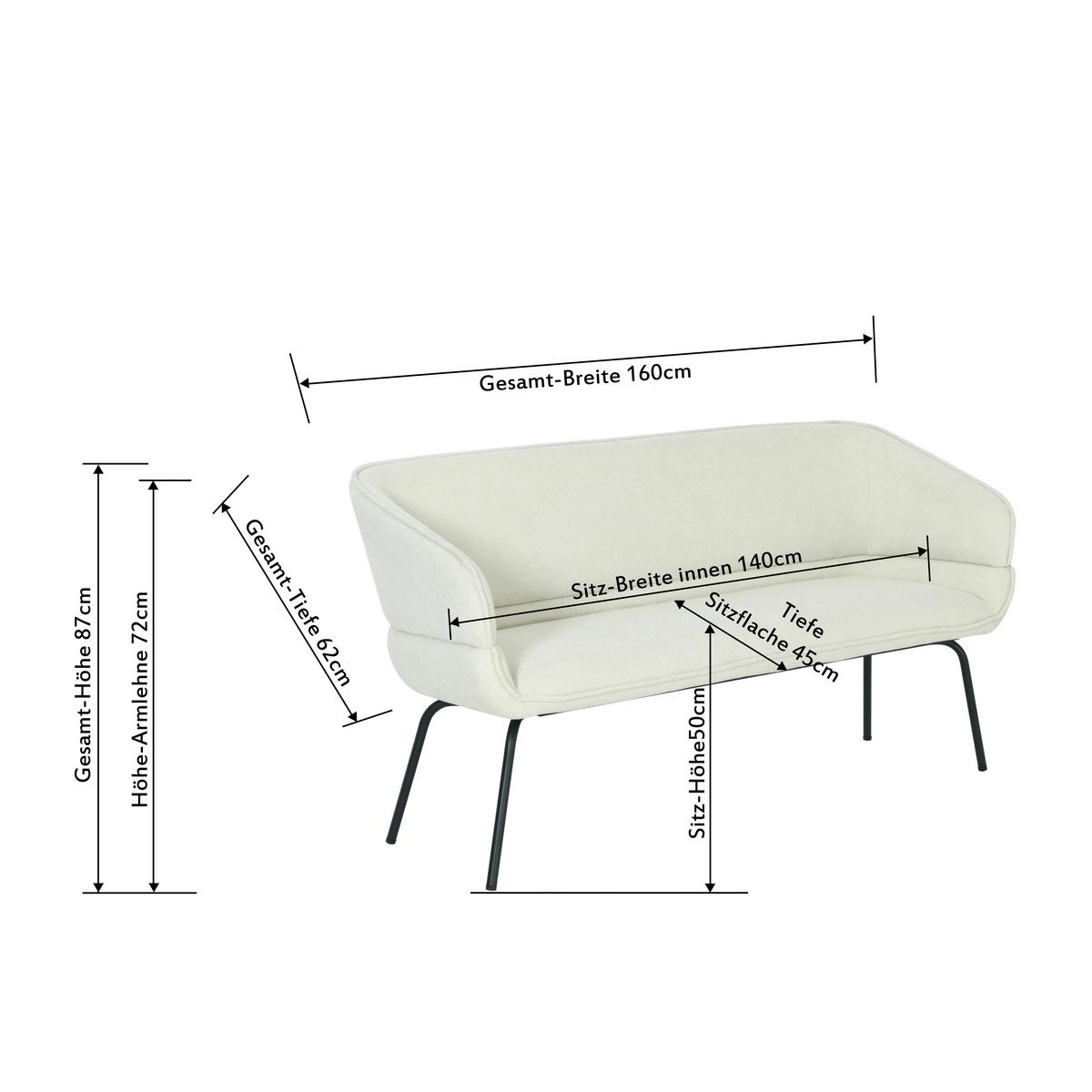 Klop Serena, Bež - črna/bež, Konvencionalno, kovina/tekstil (160/87/62cm)
