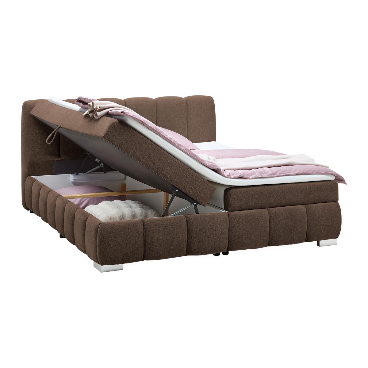 Boxbett Elaris Braun ca. 140x200cm - Chromfarben/Braun, KONVENTIONELL, Kunststoff/Textil (140/200cm) - Mömax