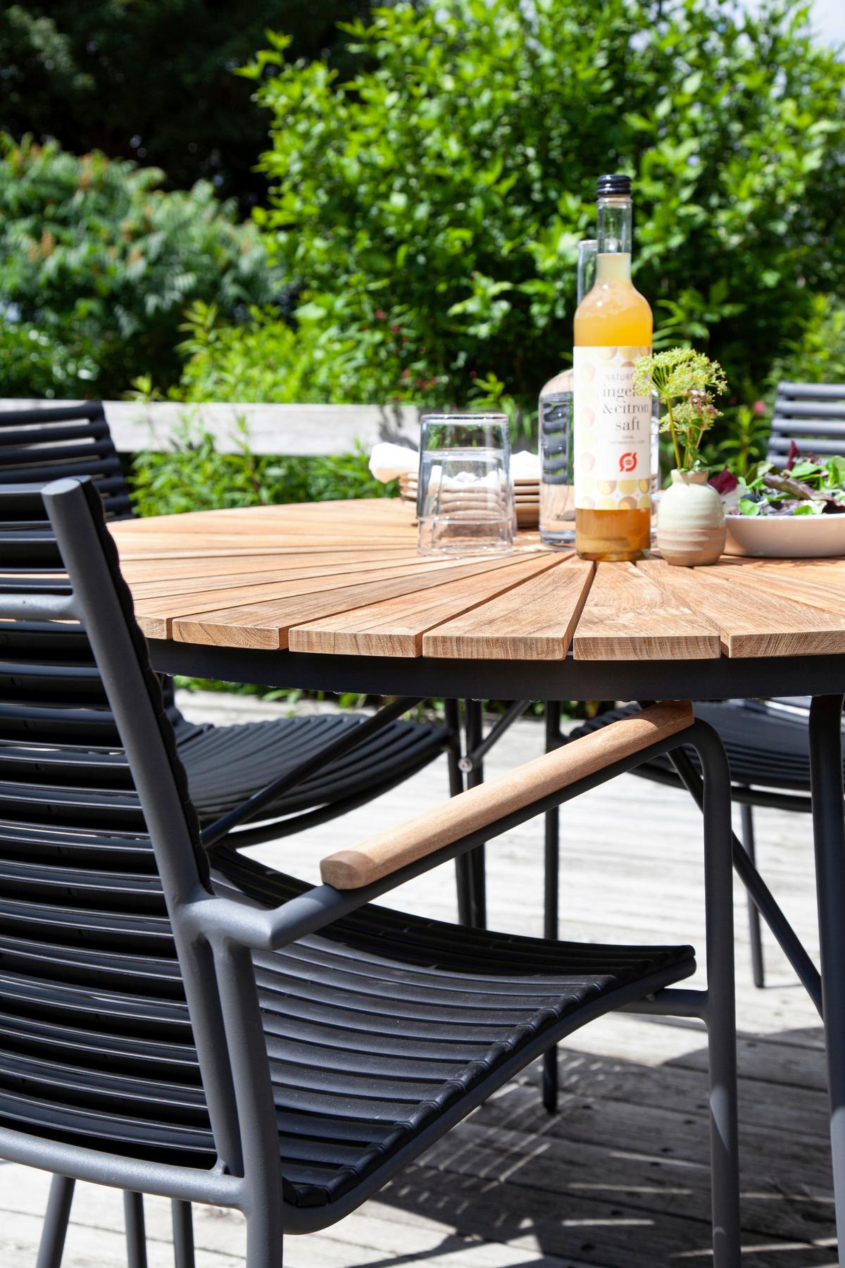 Stapelstuhl Mood Classic Anthrazit/Teakholz - Anthrazit/Schwarz, KONVENTIONELL, Holz/Kunststoff (60/84/56cm) - Gardenson