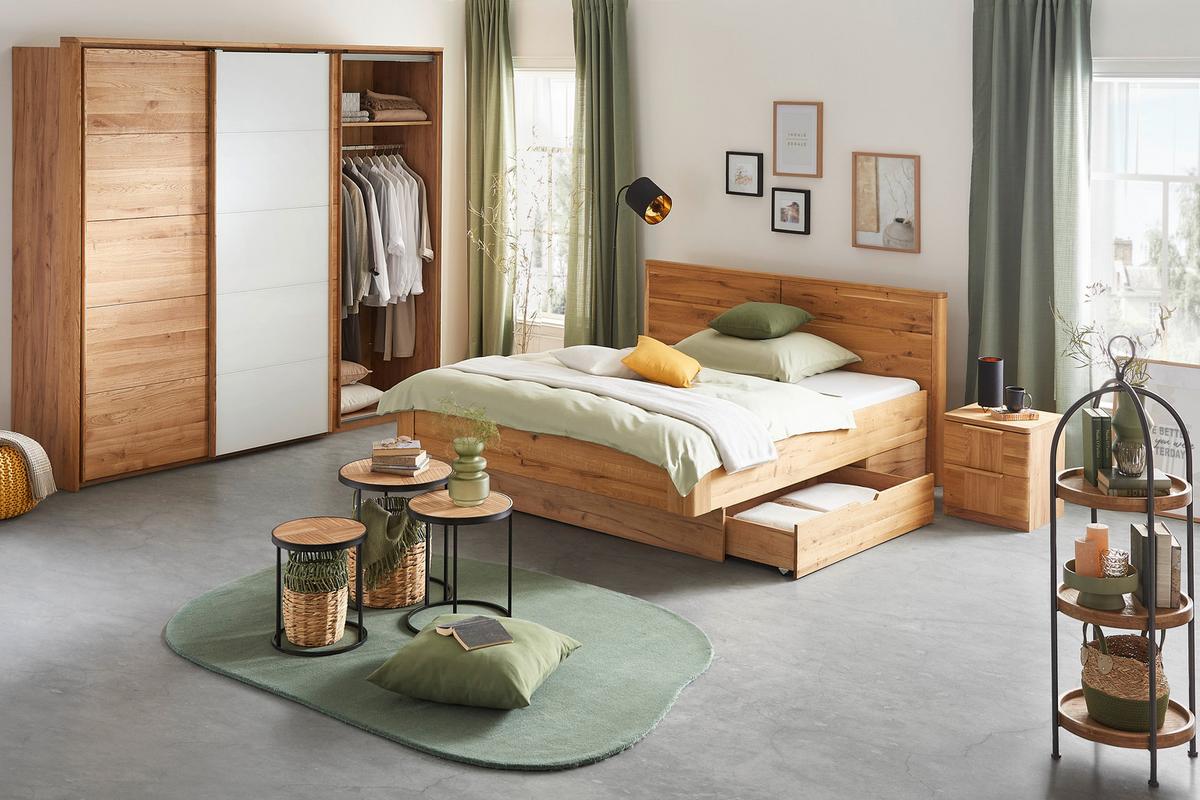 Ágykeret Ágyneműtartóval Tölgy Vero - tölgyfa színű, Konventionell, fa (180/200cm) - Premium Living