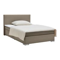 Boxspringbett Mira 2 Taupe ca. 140x200cm - Taupe/Chromfarben, Modern, Holz/Kunststoff (140/200cm) - Based