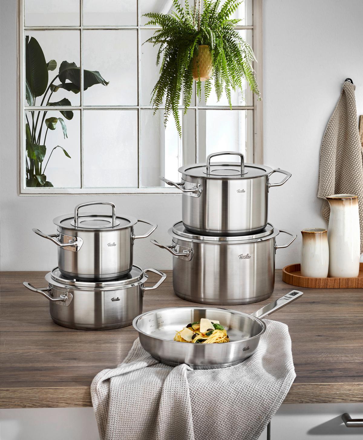 ZESTAW GARNKÓW 084-379-05-000/0 FISSLER - kolor srebrny, Basics, metal/szkło - Fissler