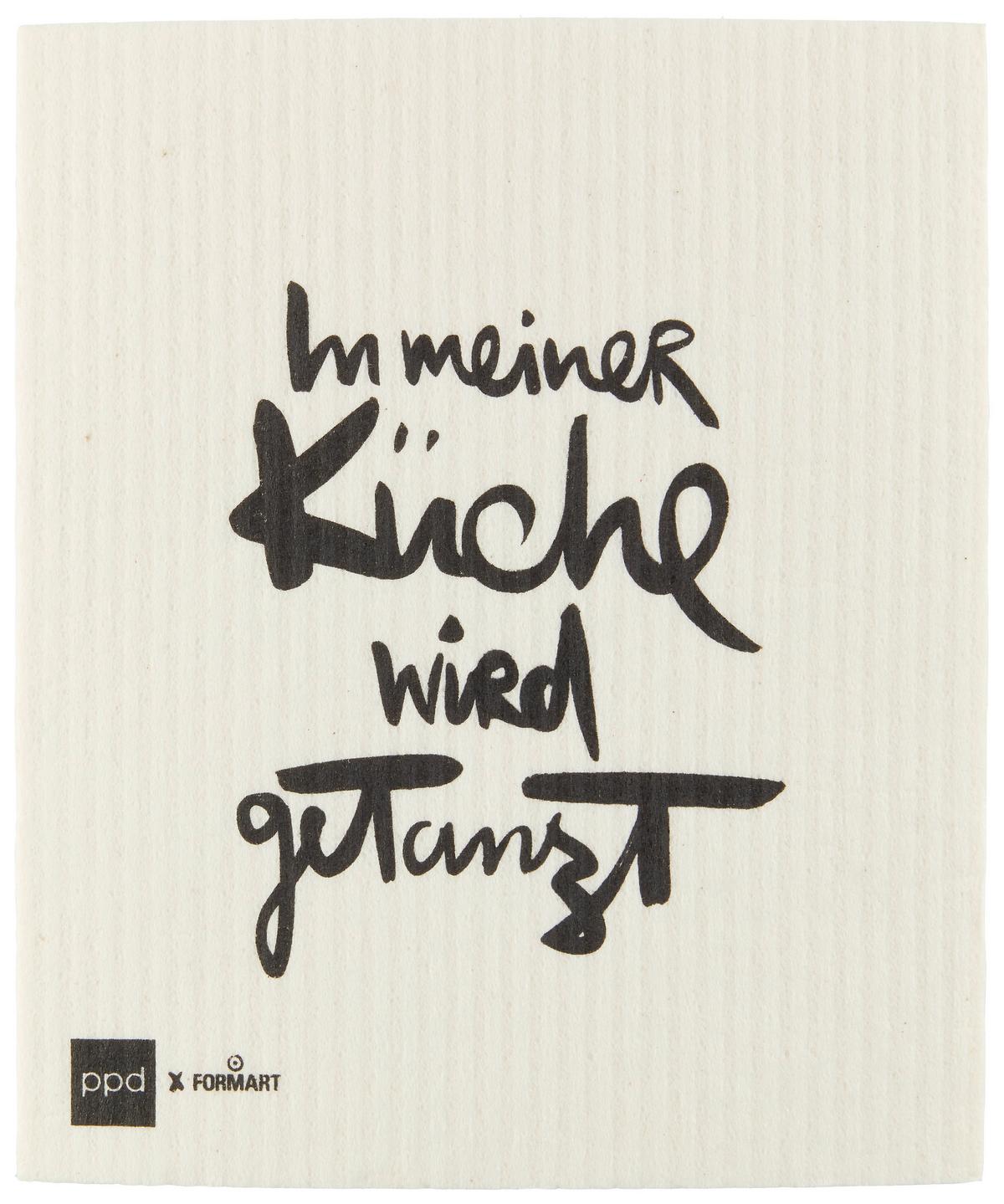 Schwammtuch Peter in Weiß - Schwarz/Weiß, Textil (20/17cm)