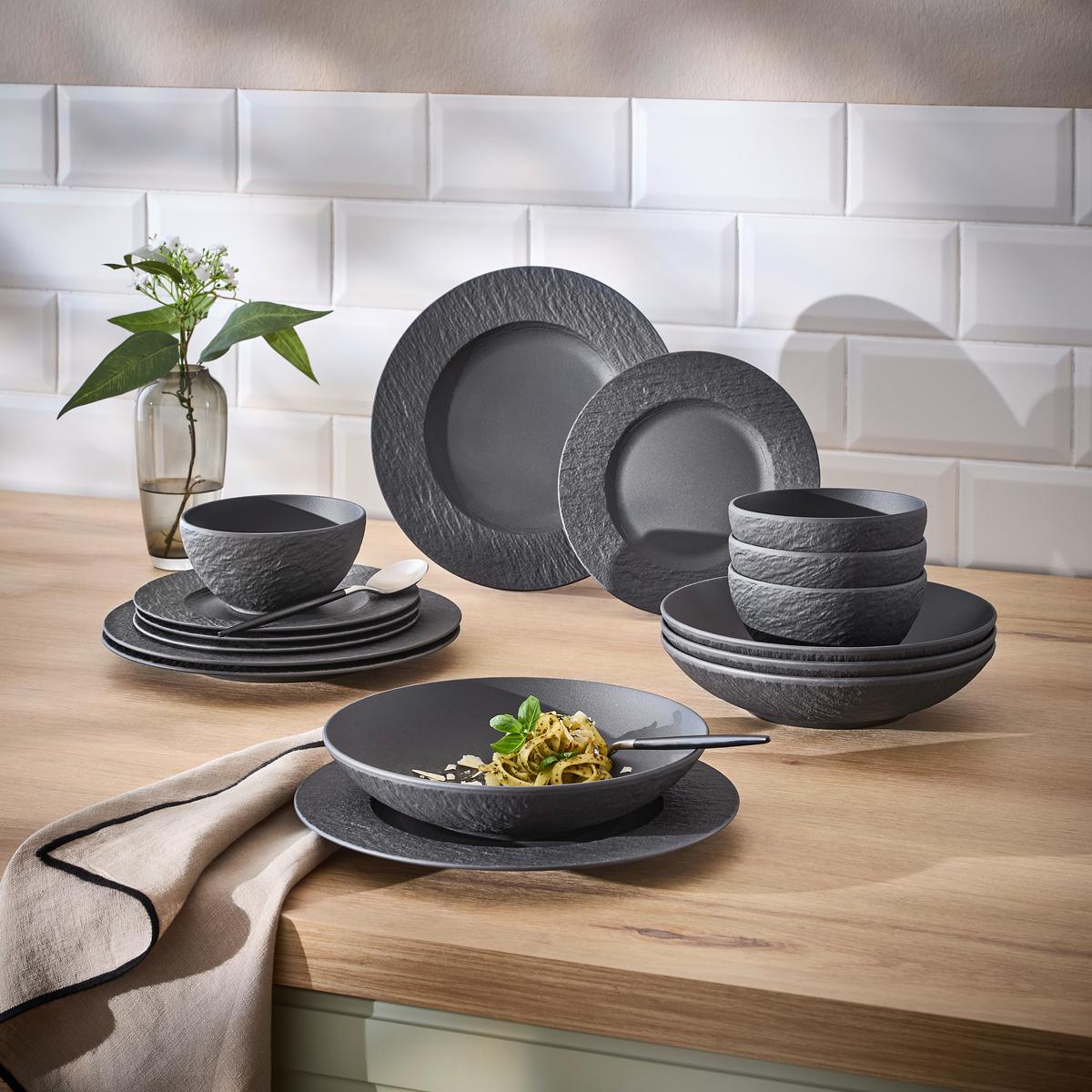 SERWIS OBIADOWO-ŚNIADANIOWY MANUFACTURE ROCK VILLEROY&BOCH - czarny, Design, ceramika - Villeroy & Boch
