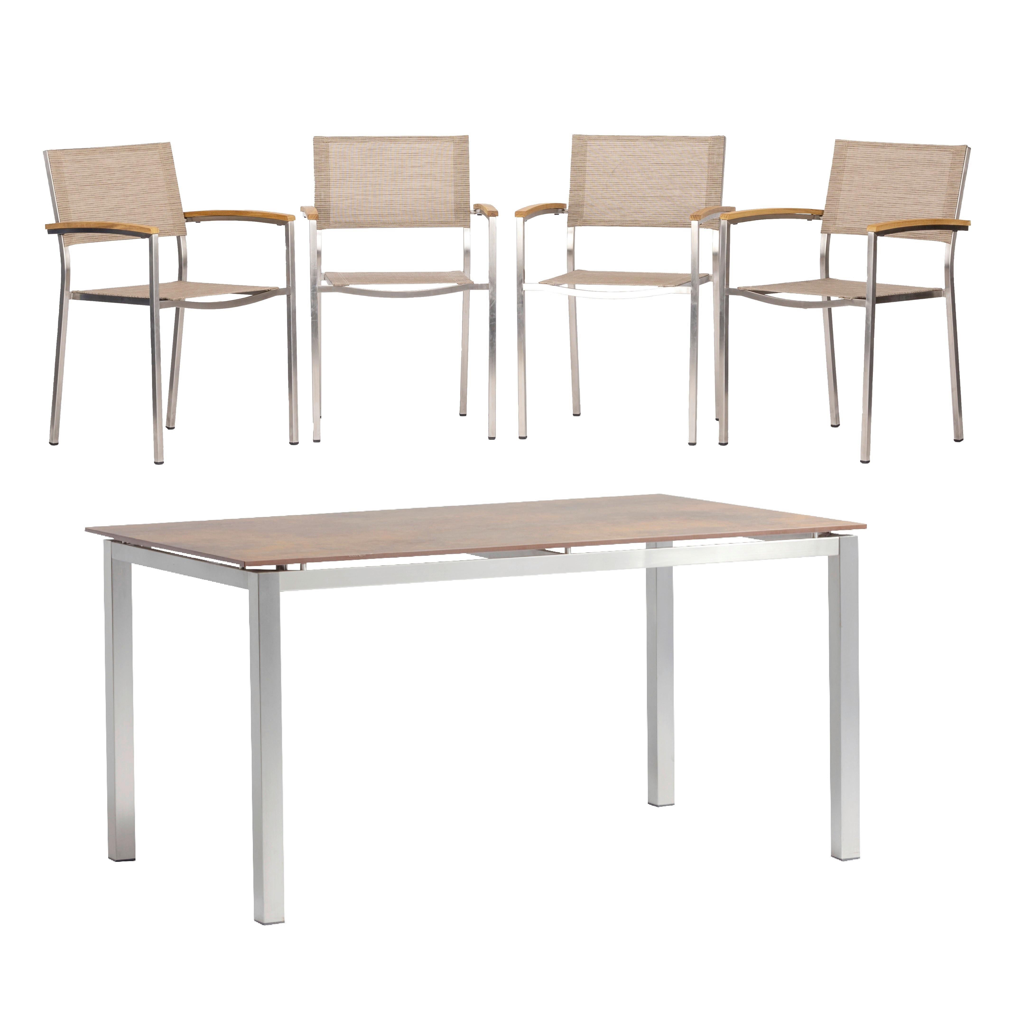 Vrtna Garnitura Skye - barva tikovine/platinaste barve, Basics, kovina/tekstil (150/75/90cm) - Gardenson