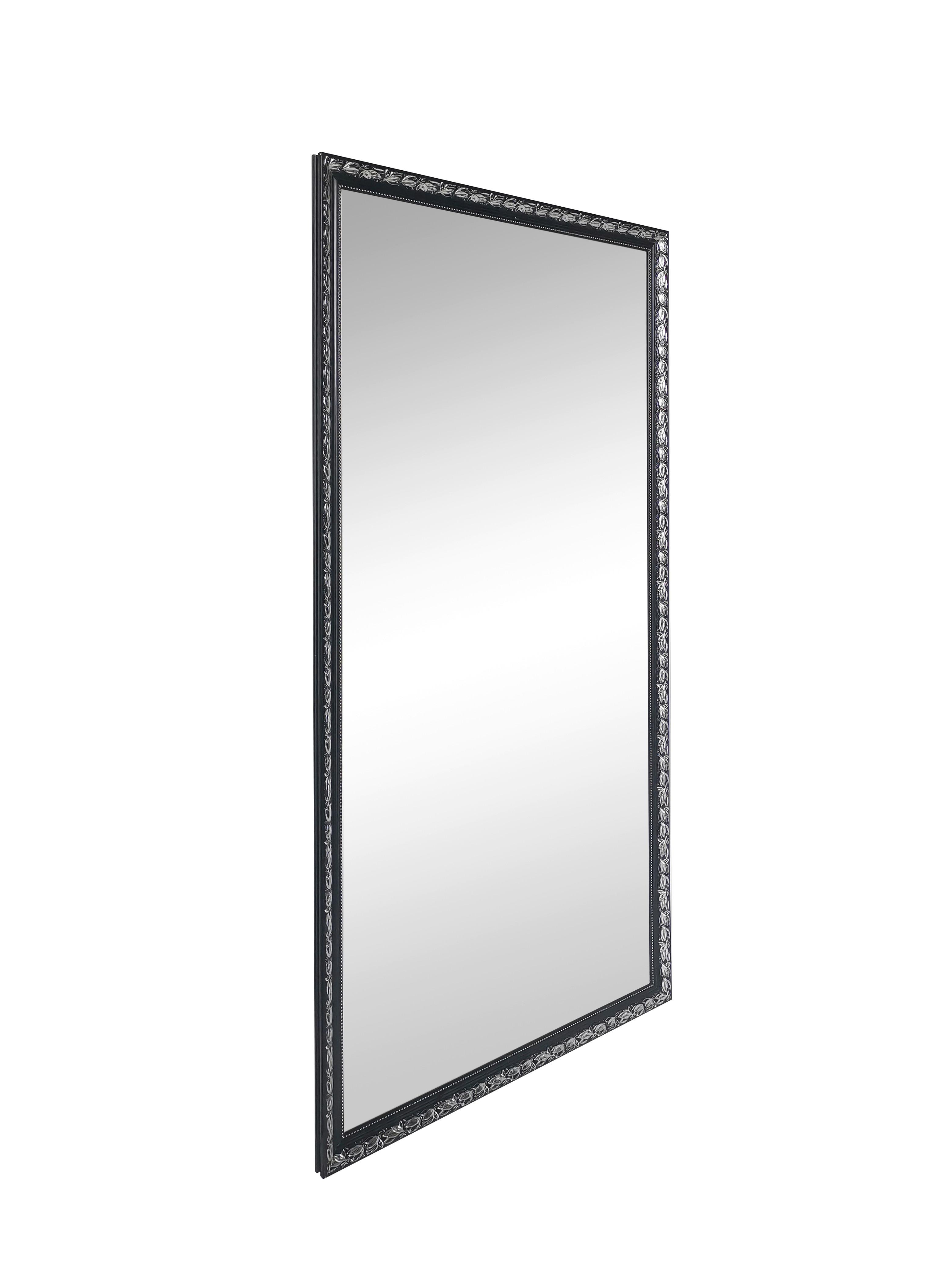Wandspiegel in Schwarz/Silberfarben - Silberfarben/Schwarz, MODERN, Glas/Holz (100/200cm) - Premium Living