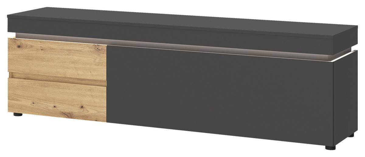 Comodă TV LUCI GRAU - stejar Artisan/gri, Trend, material pe bază de lemn (180,5/56,7/48cm) - Modern Living