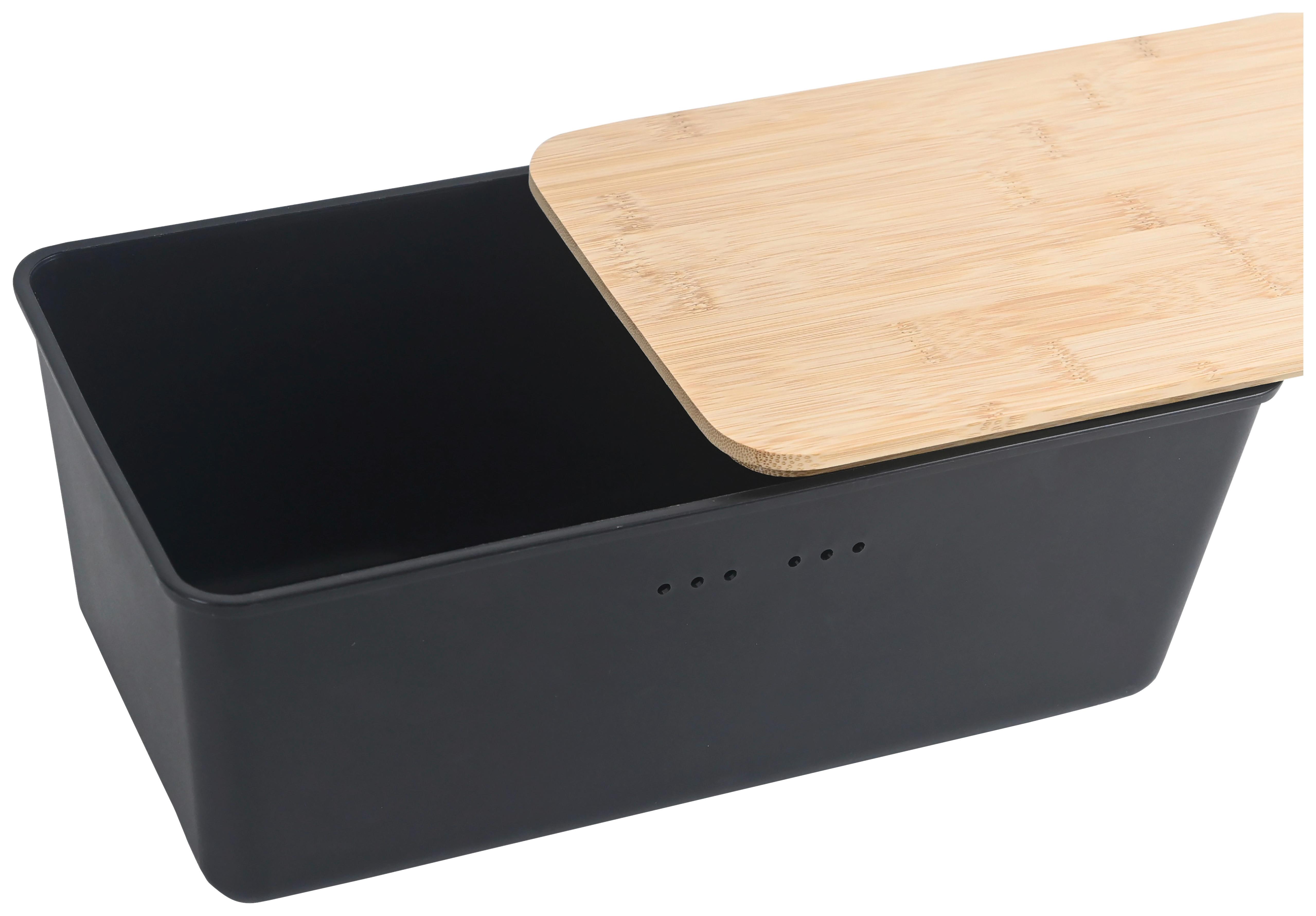 BRÖDSKRIN MAGNUS - svart/naturfärgad, Modern, plast/naturmaterial (34/18/13,5cm) - Mömax