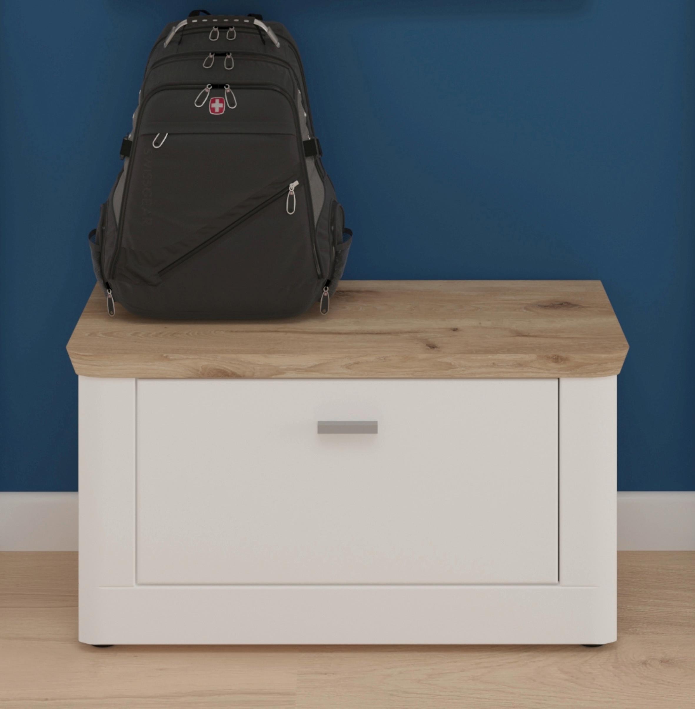 Garderobenbank Michigan ca. 79x44 cm Weiß/Eiche - Weiß, LIFESTYLE, Holzwerkstoff/Kunststoff (79/44/37cm) - MID.YOU