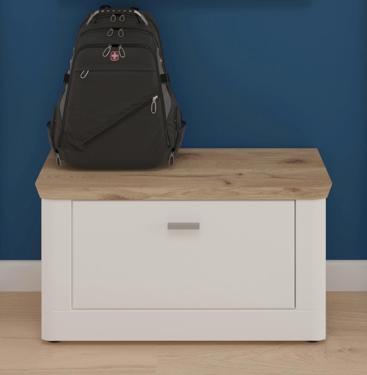 Garderobenbank Michigan ca. 79x44 cm Weiß/Eiche - Weiß, LIFESTYLE, Holzwerkstoff/Kunststoff (79/44/37cm) - MID.YOU