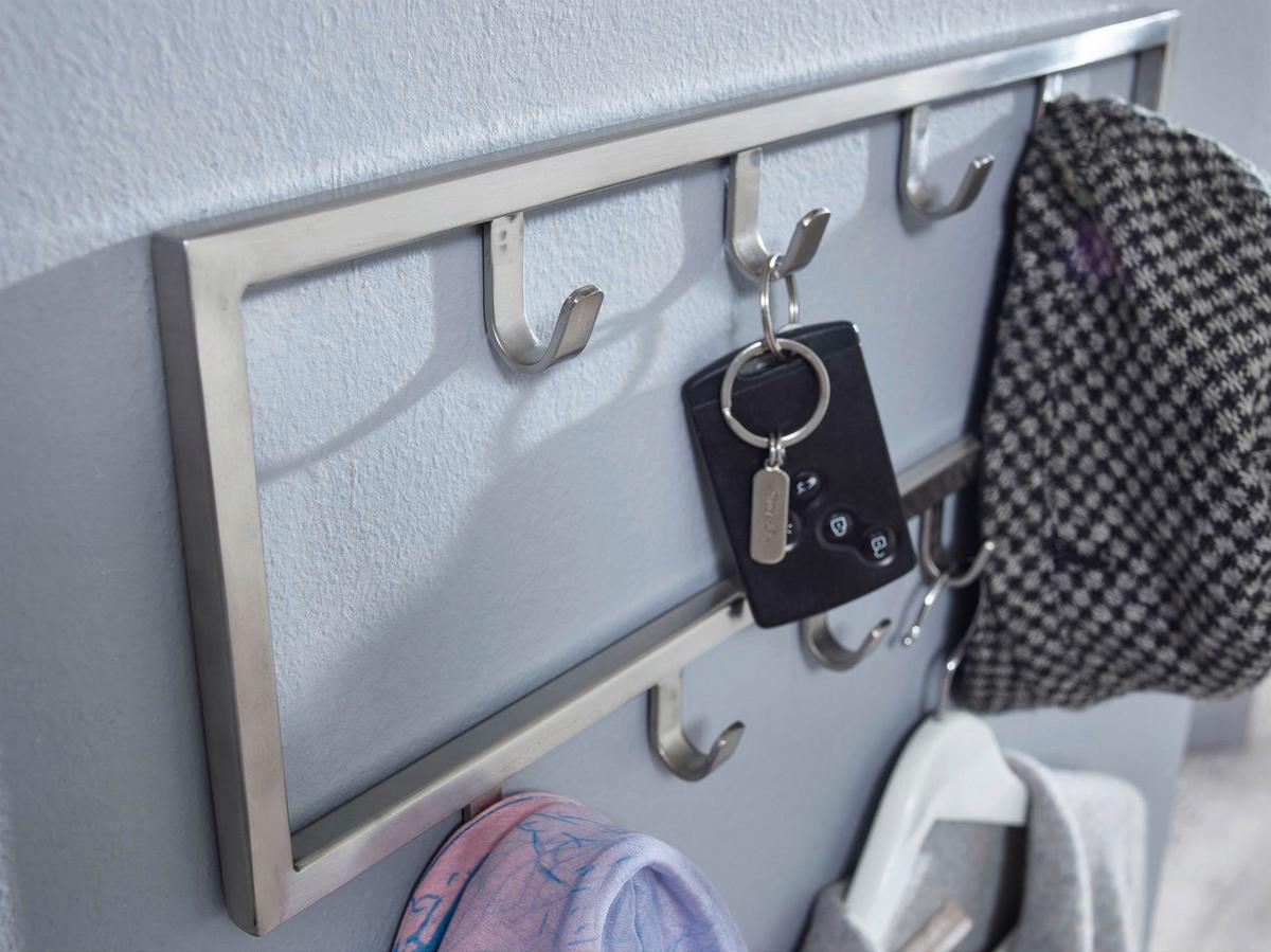 Wandgarderobe Wohnling ca. 50x20x4 cm Silberfarben - Silberfarben, MODERN, Metall (50/20/4cm) - MID.YOU
