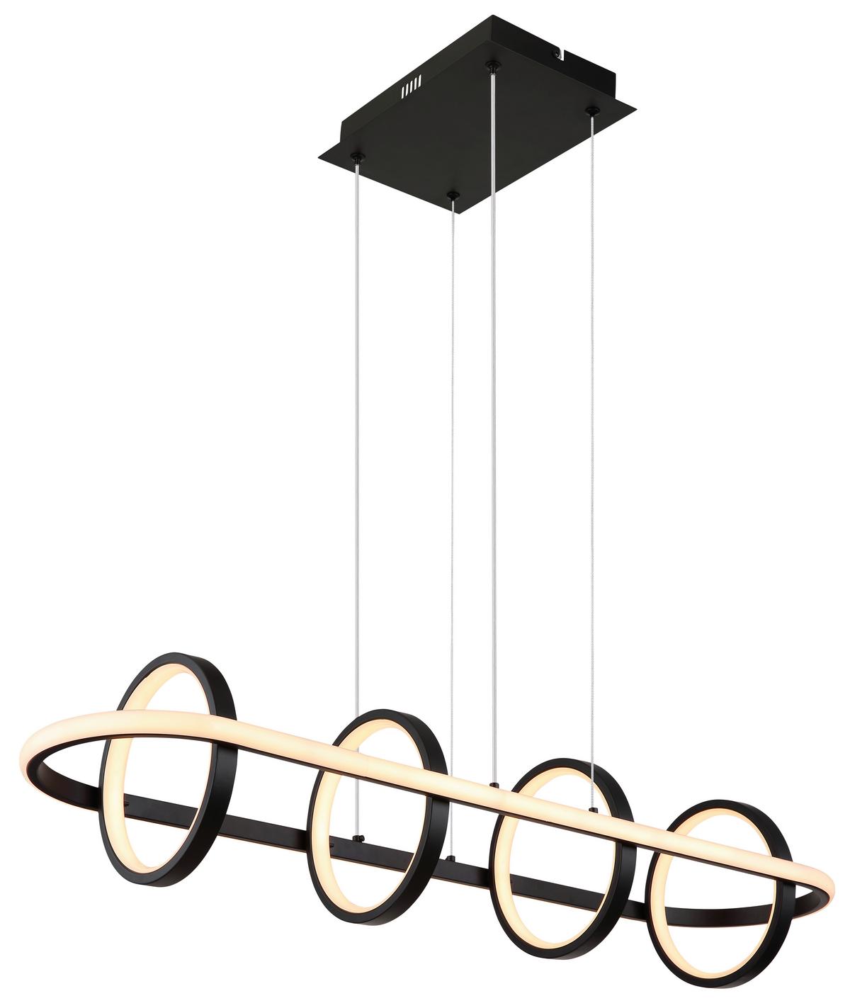 LED-HÄNGELEUCHTE 67194-60R - Opal/Schwarz, Design, Kunststoff/Metall (90/28/120cm) - Globo