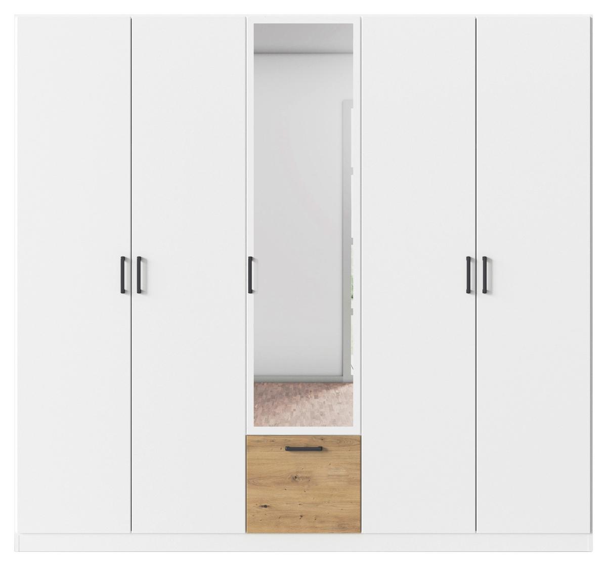 Omara Za Oblačila Bari, Bela, Barva Hrasta - siva/bela, Basics, kovina/leseni material (226/210/54cm) - Boxxx