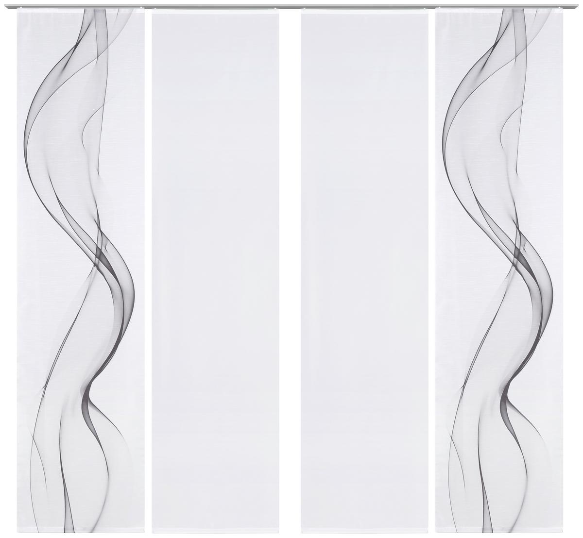 ZASŁONA PANELOWA FUMASO 4-CZĘSCIOWY - biały/szary, Design, tkanina (60/245cm) - Novel