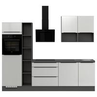 Küchenblock IBZ ohne Geräte ca. 280  cm Weiß Hochglanz - Weiß Hochglanz/Dunkelgrau, Design, Holzwerkstoff/Metall (280cm) - Impuls