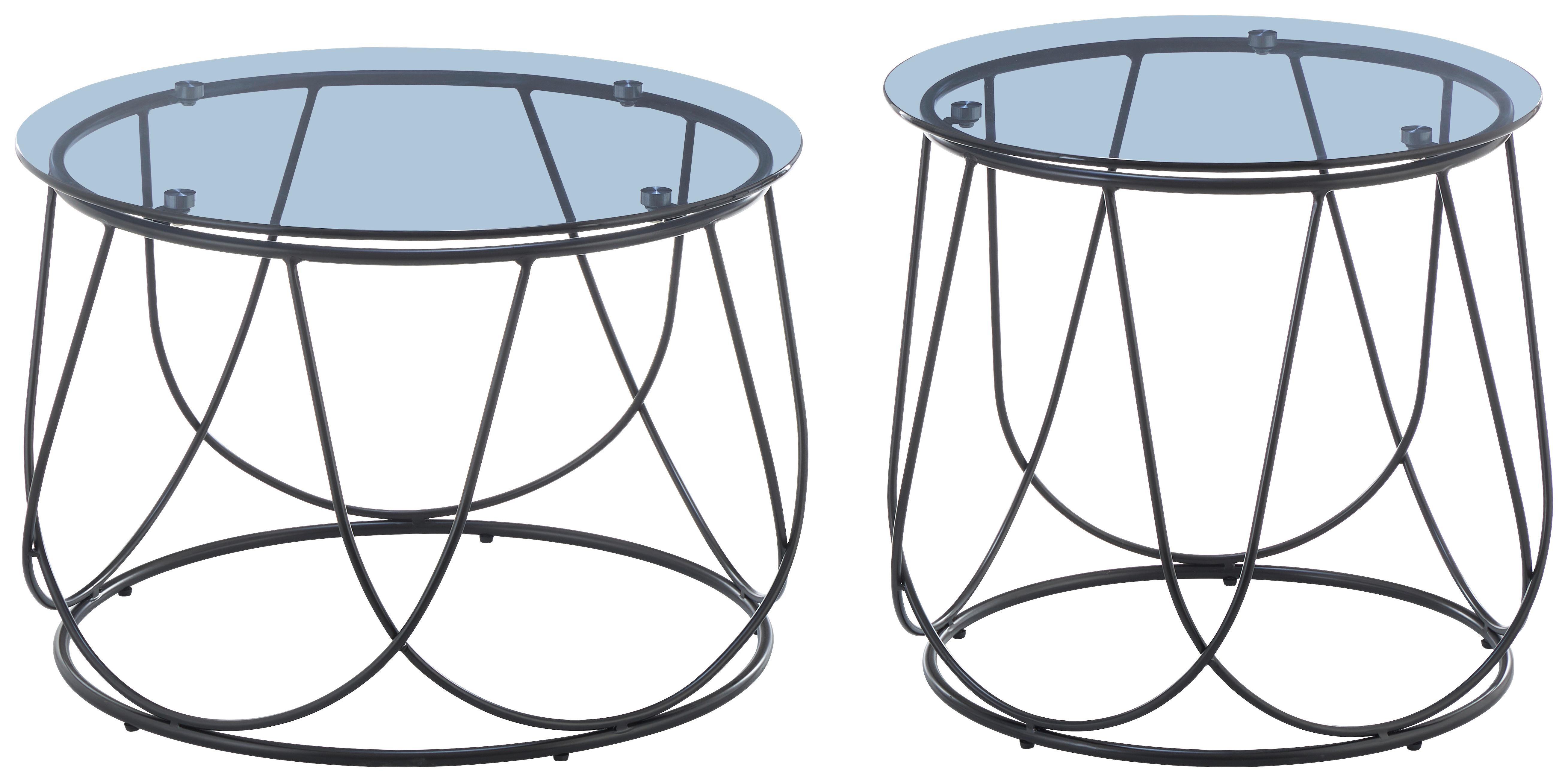 Măsuță de cafea FLOWER - negru, Modern, sticlă/metal (60/50/41/45/60/50cm) - Modern Living