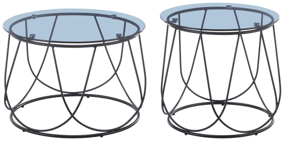 Stolić Set 2/1 Flower - crna, Moderno, staklo/metal (60/50/41/45/60/50cm) - Modern Living