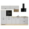 Küchenblock IBZ ohne Geräte ca.300cm Weiß - Eichefarben/Schwarz, Design, Holzwerkstoff/Metall (300cm) - Impuls