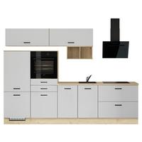 Küchenblock IBZ ohne Geräte ca.300cm Weiß - Eichefarben/Schwarz, Design, Holzwerkstoff/Metall (300cm) - Impuls