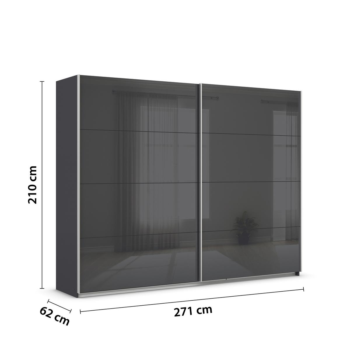 DULAP USI CULISANTE FELDKIRCH - antracit/antracit lucios intens, Modern, sticlă/material pe bază de lemn (271/210/62cm)