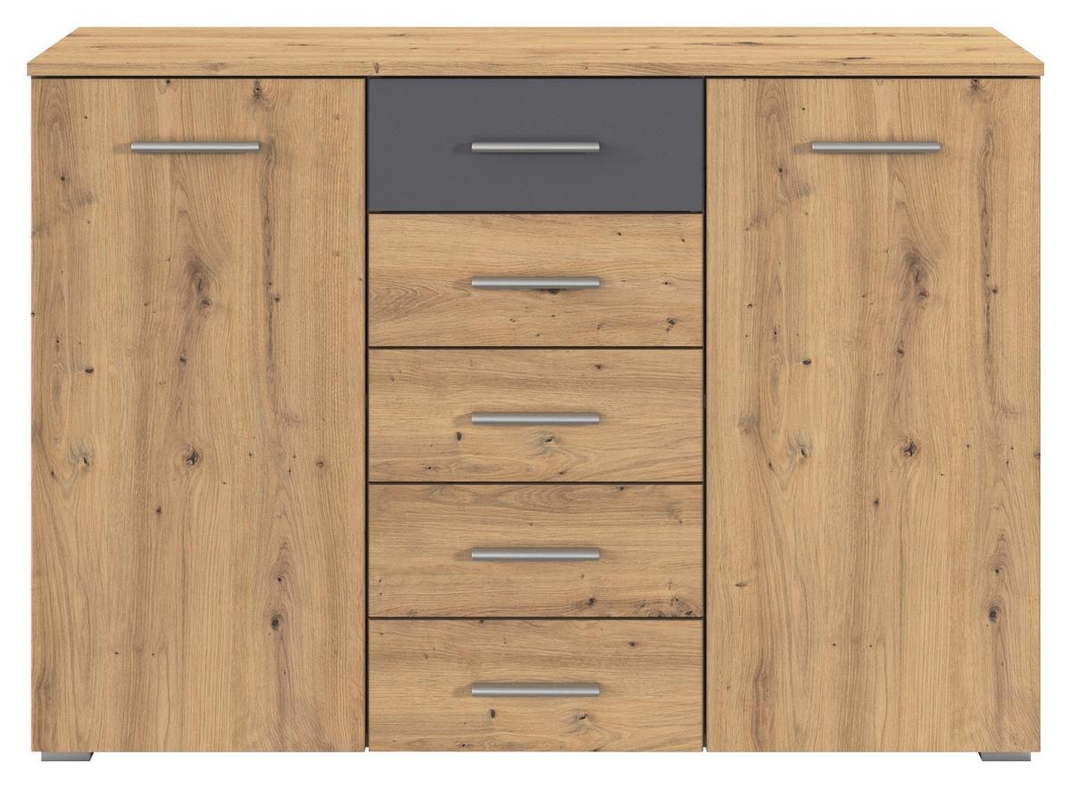 Komoda Foster - siva/hrast Artisan, Konvencionalno, drvni materijal/plastika (120/84/40cm) - Modern Living