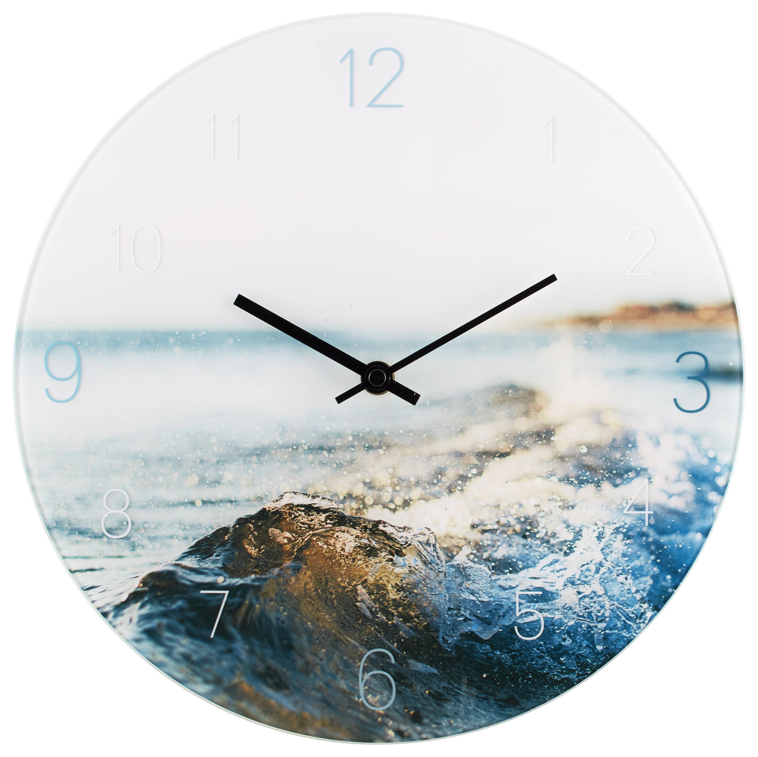 Wanduhr Glasart In Blau Weiss O 30cm Online Kaufen Momax