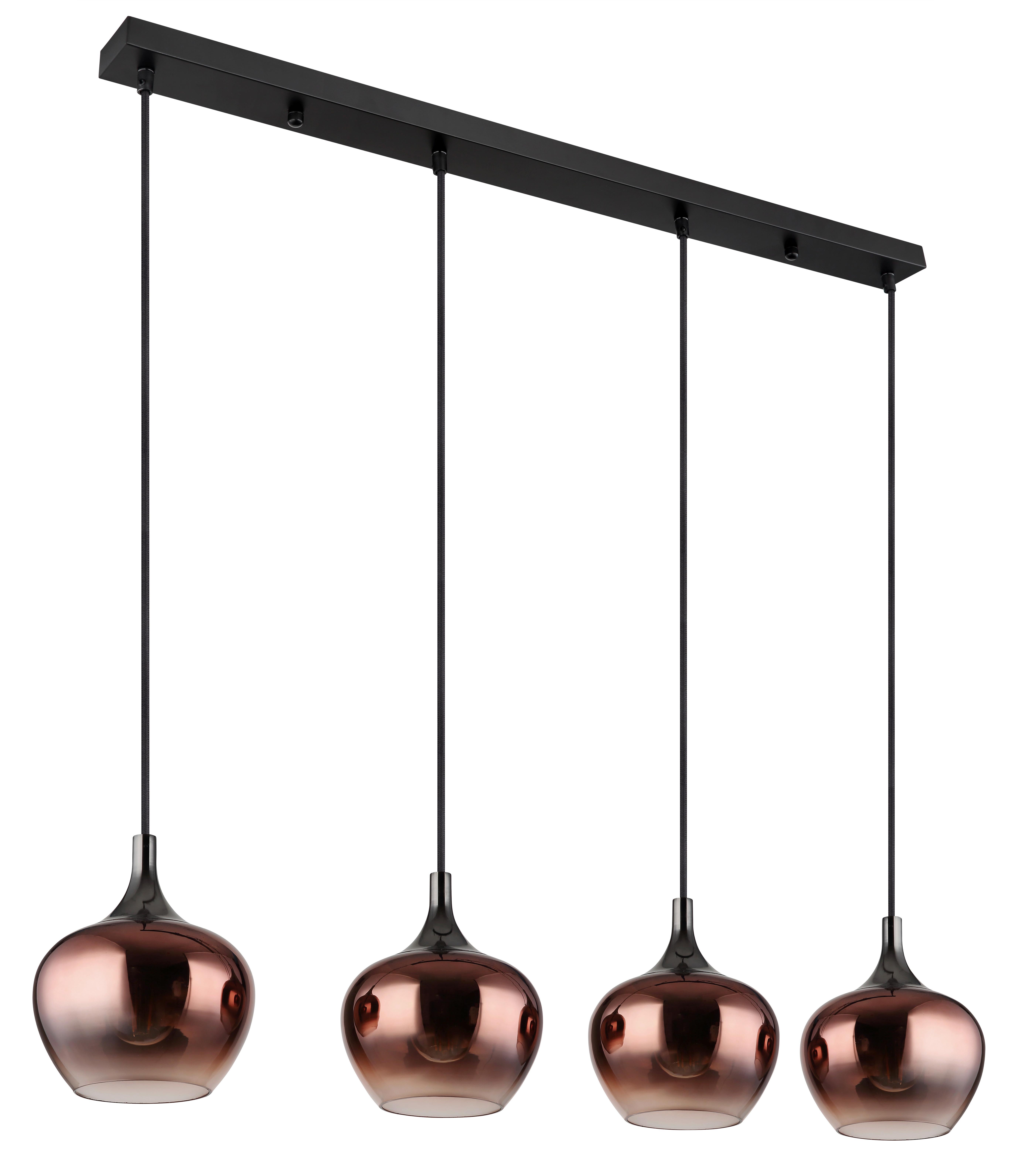 HÄNGELEUCHTE 15548-4HG MAXY - Klar/Schwarzchrom, Design, Glas/Textil (100/18/120cm) - Globo