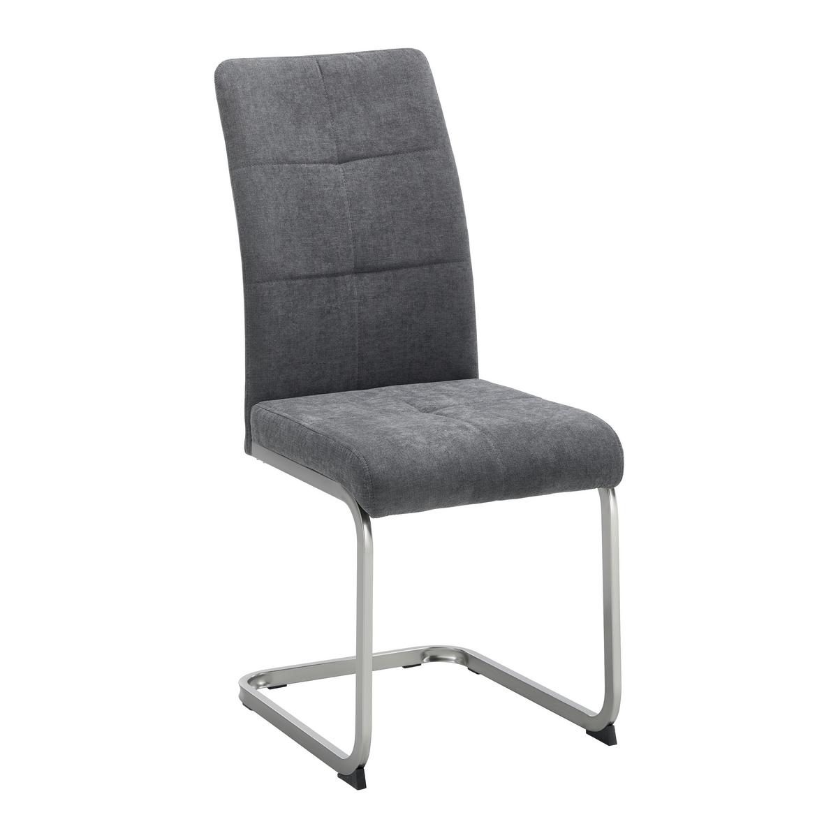 Schwingstuhl Lucie Grau Webstoff Gepolstert - Chromfarben/Grau, MODERN, Holz/Textil (42,5/98/45cm) - Bessagi Home