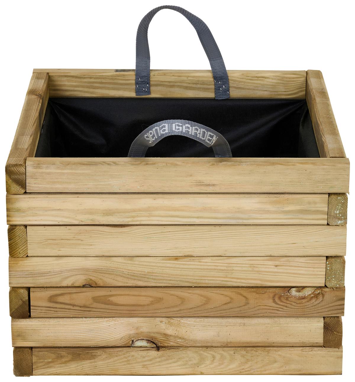 Blumenkasten Kieferfarben/Schwarz - Schwarz/Kieferfarben, Basics, Holz/Textil (50/39/50cm) - Siena Garden