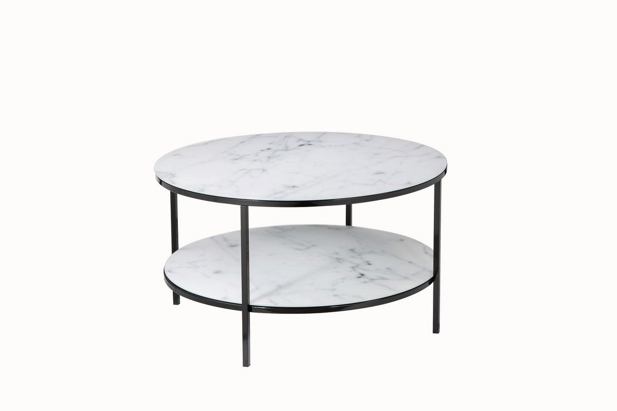Klubska Miza Marble, Bela, Črna - črna/bela, Design, kovina/steklo (80/45cm) - Livetastic