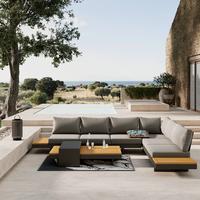 Loungegarnitur Amaia Grau, Outdoorgewebe - Dunkelgrau/Grau, Modern, Holz/Textil (323/80/70cm) - Bessagi Garden