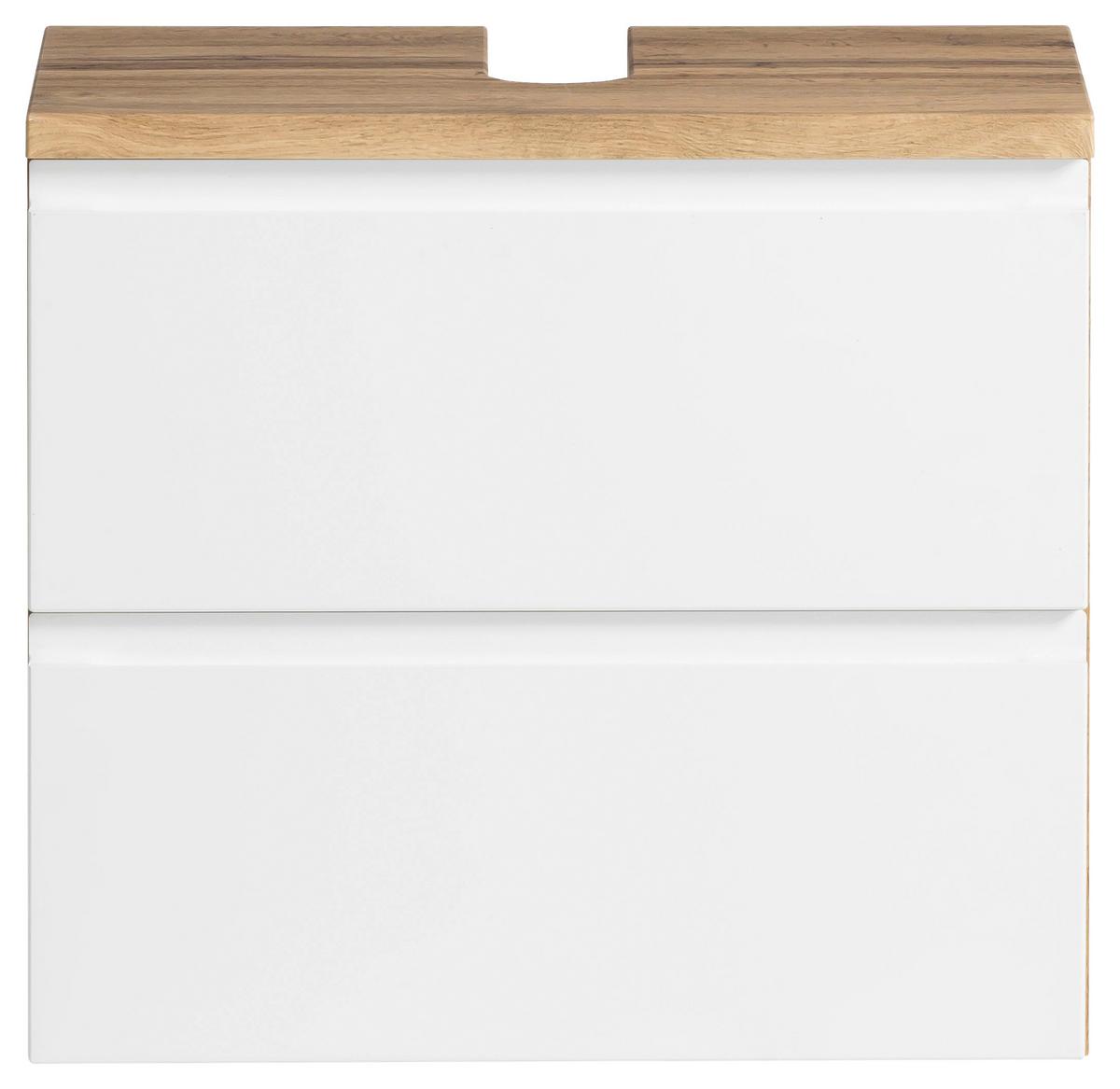 Waschbeckenunterschrank Varese ca. 60x59 cm Weiß/Eiche - Eiche Wotan/Weiß, MODERN, Holzwerkstoff (60/59/35cm) - Held