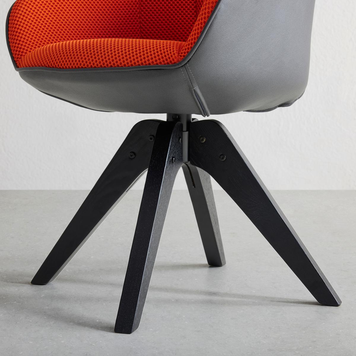 Armlehnstuhl Chill, drehbar Mesh Orange/Schwarz, Lederlook - Schwarz/Orange, MODERN, Holz/Textil (60/83/65cm) - Mömax