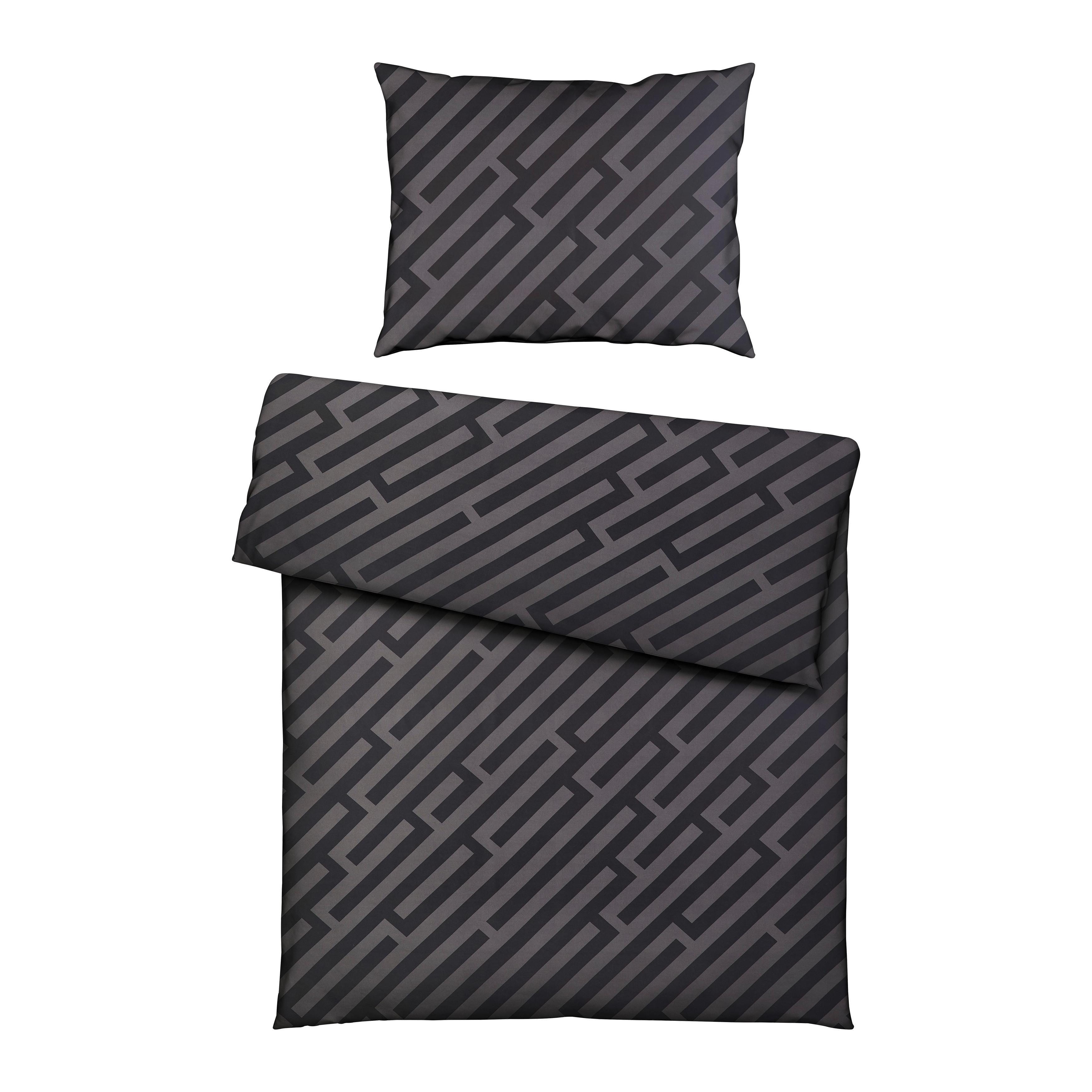 Bettwäsche Noir Schwarz/Grau ca. 135x200cm - Dunkelgrau/Schwarz, Textil (135/200cm) - Mömax