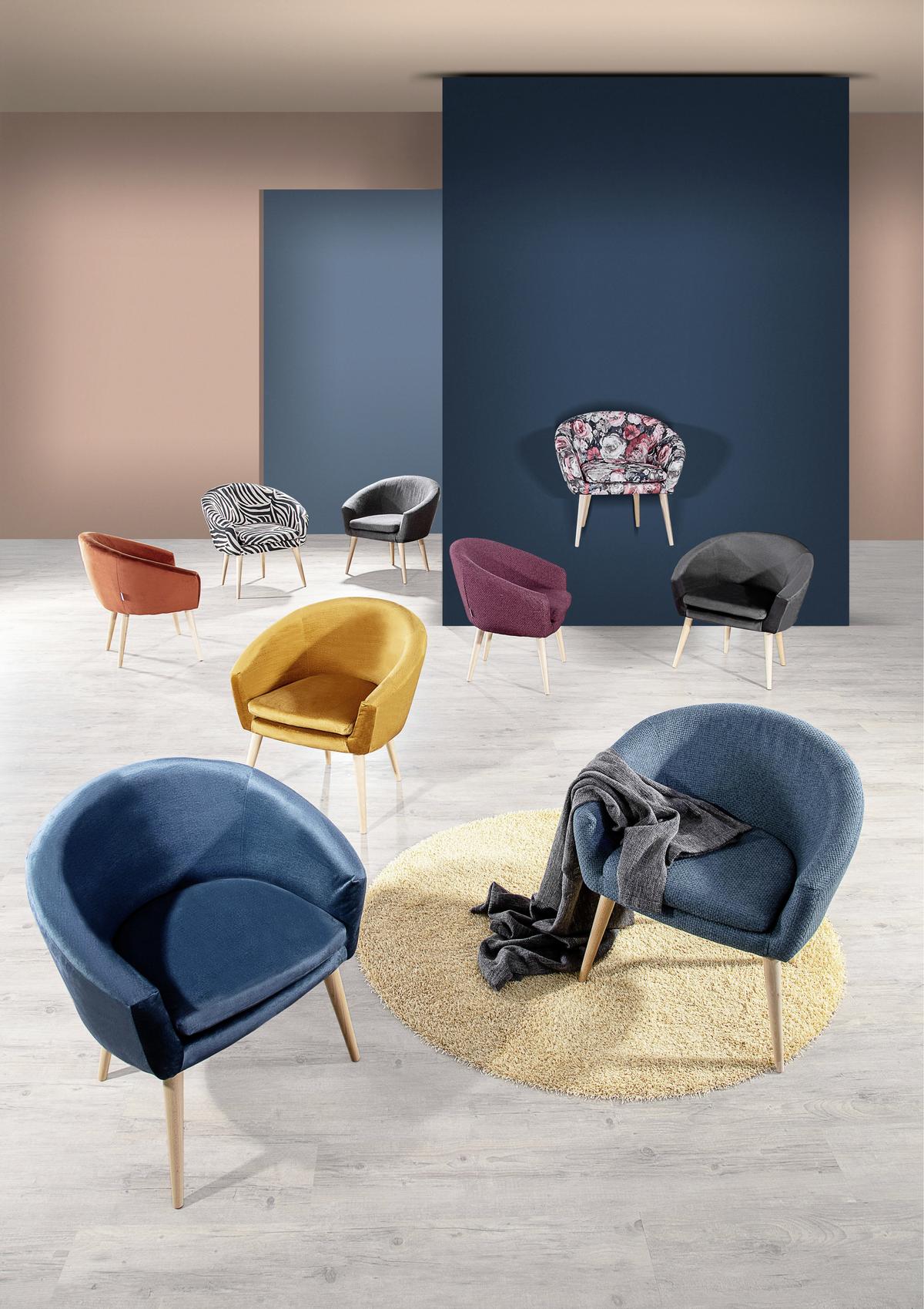 FOTEL TIPTOE -PV- - kolor naturalny/ciemnoszary, Design, tkanina/drewno (73/73/66cm) - Livetastic