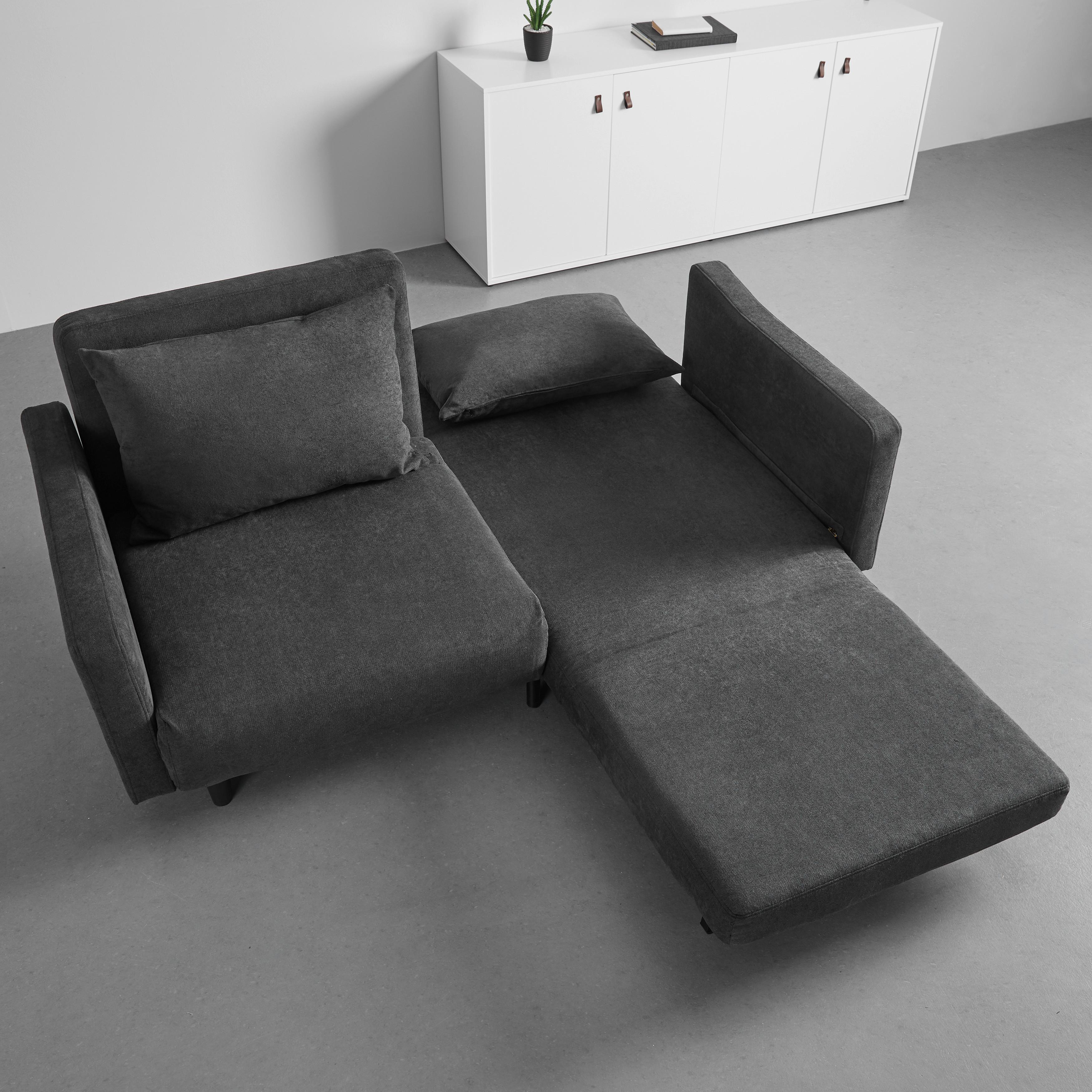 Schlafsofa Sandro Dunkelgrau Webstoff - Dunkelgrau/Schwarz, MODERN, Holz/Kunststoff (175/76/89cm) - Bessagi Home