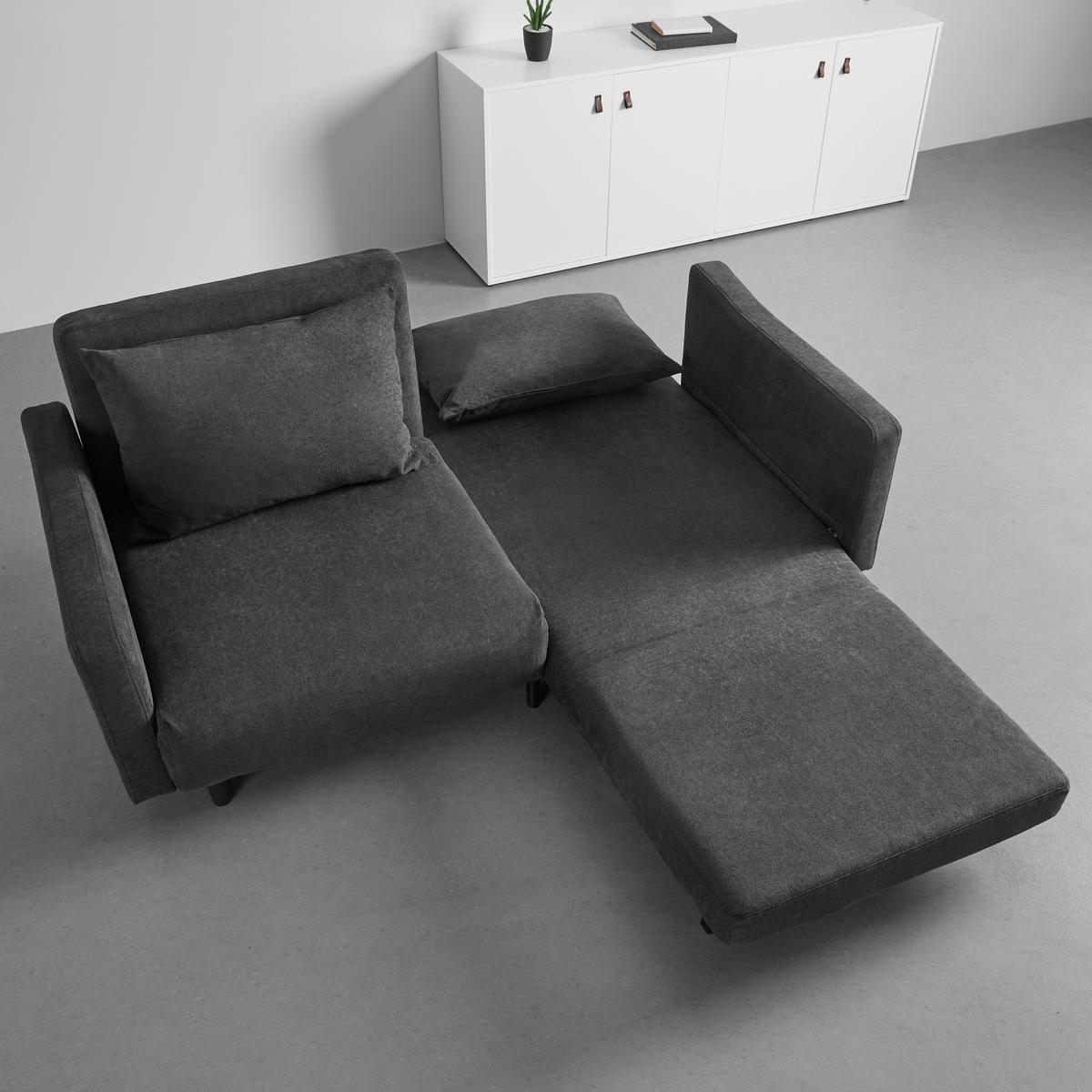 Schlafsofa Sandro Dunkelgrau Webstoff - Dunkelgrau/Schwarz, MODERN, Holz/Kunststoff (175/76/89cm) - Bessagi Home