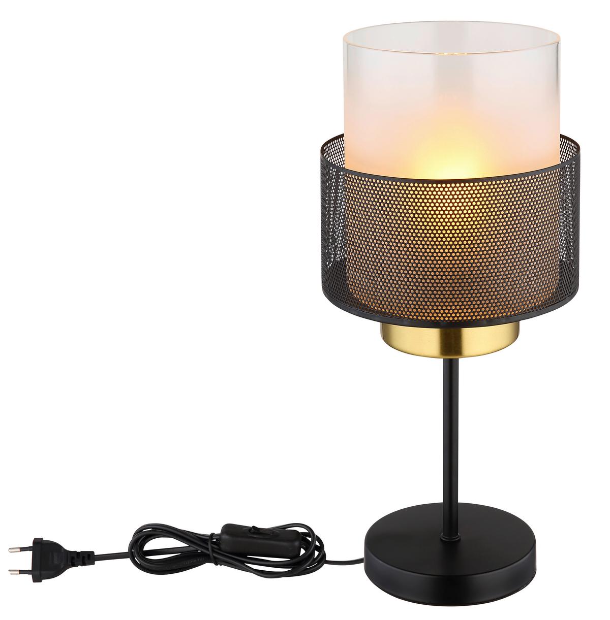 Tischleuchte Olga Schwarz/Klar max. 60 Watt - Klar/Schwarz, Design, Glas/Metall (18/40cm) - Globo