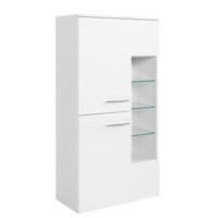 Midischrank Florida in Weiß - Chromfarben/Weiß Hochglanz, MODERN, Glas/Holzwerkstoff (65/130/35cm)