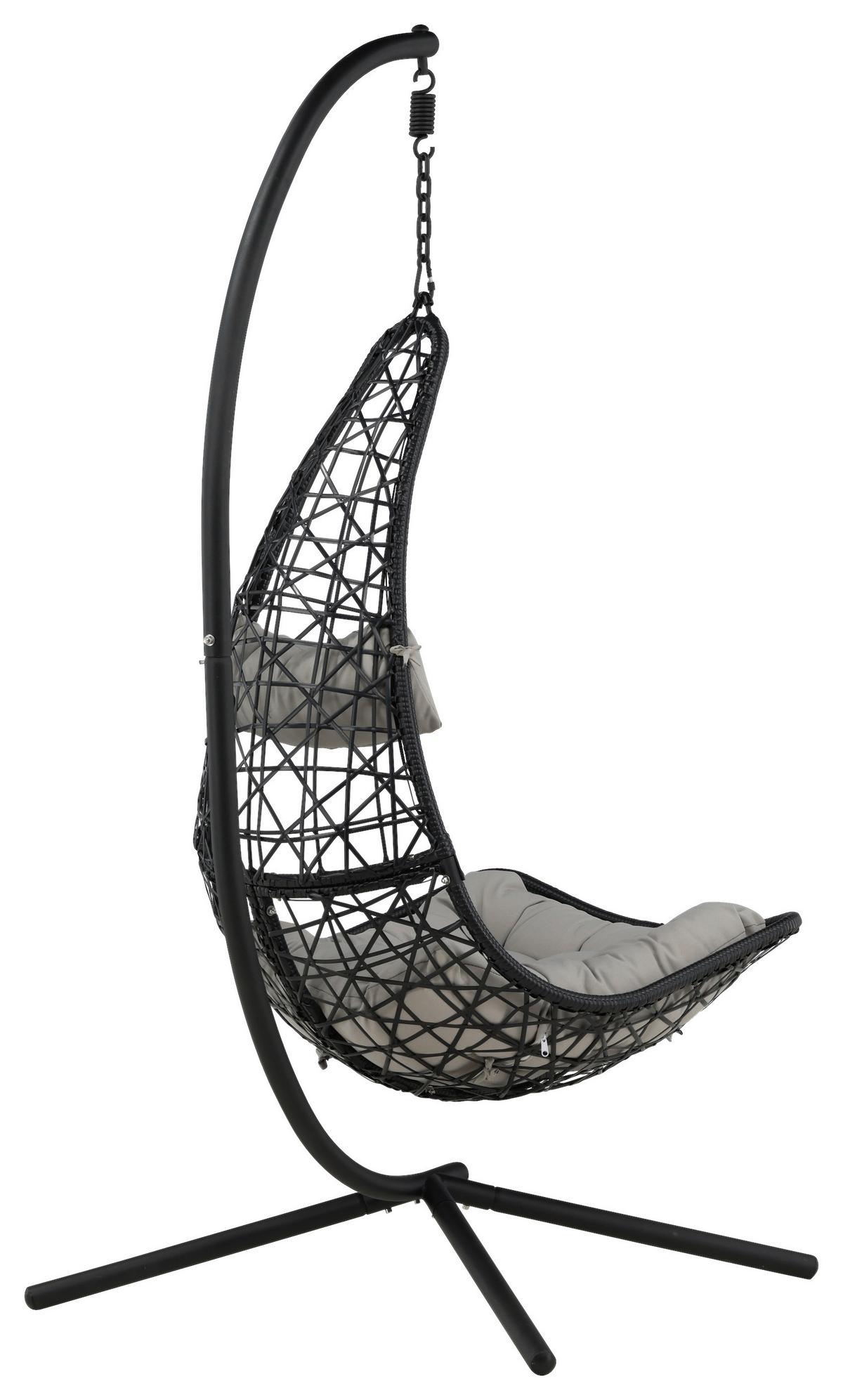 Hängestuhl Edinburgh ca. 132x205 cm Grau/Schwarz - Schwarz/Grau, KONVENTIONELL, Kunststoff (132/205/130cm) - Gardenson