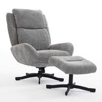Fotel Lábtartóval Nina - világosszürke, Modern, textil/fém (72/96/87cm) - Bessagi Home
