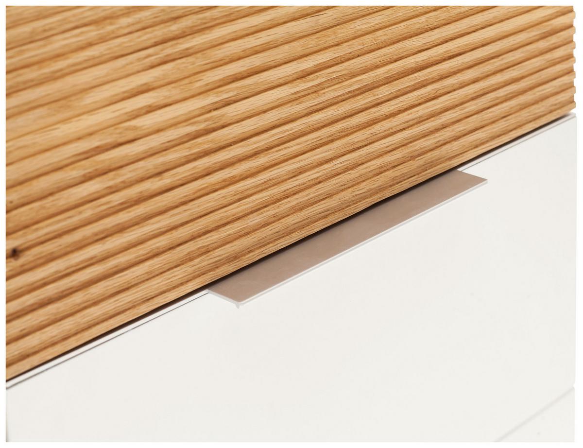 Kommode aus Eiche teilmassiv - Weiss/Eichefarben, Modern, Holzwerkstoff/Metall (136/92/40cm) - Premium Living