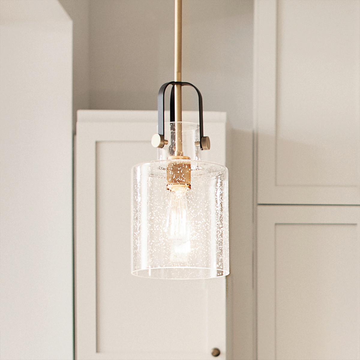 Viseća Svjetiljka Kitner - boje mjeda, Konvencionalno, staklo/metal (18/65.4cm) - Elstead Lighting