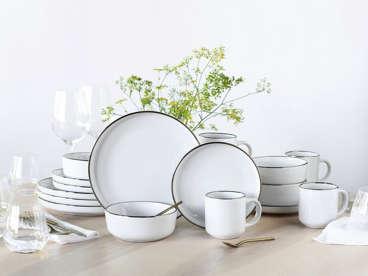 Serviciu de masă Nordic Festive 16/1 - alb/auriu, Basics, ceramică - Creatable