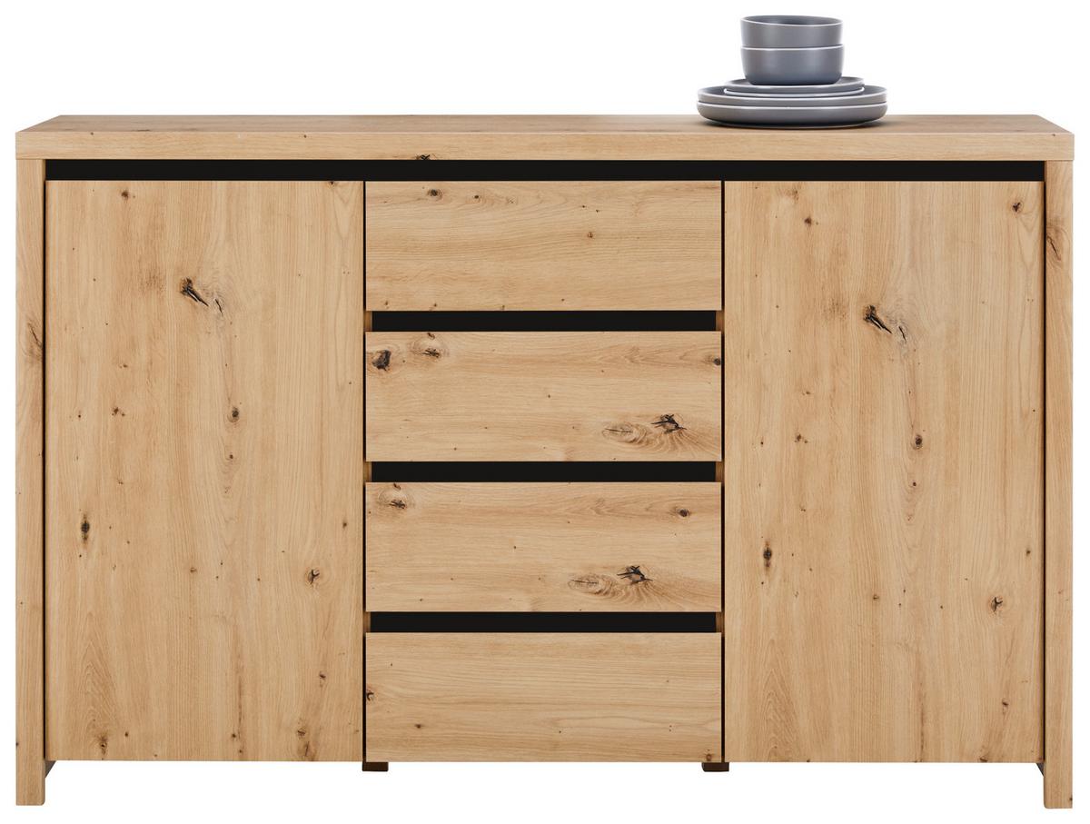 Sideboard Larios in Eichefarben - Schwarz/Eiche Artisan, MODERN, Holzwerkstoff (143/91/40cm) - Mömax