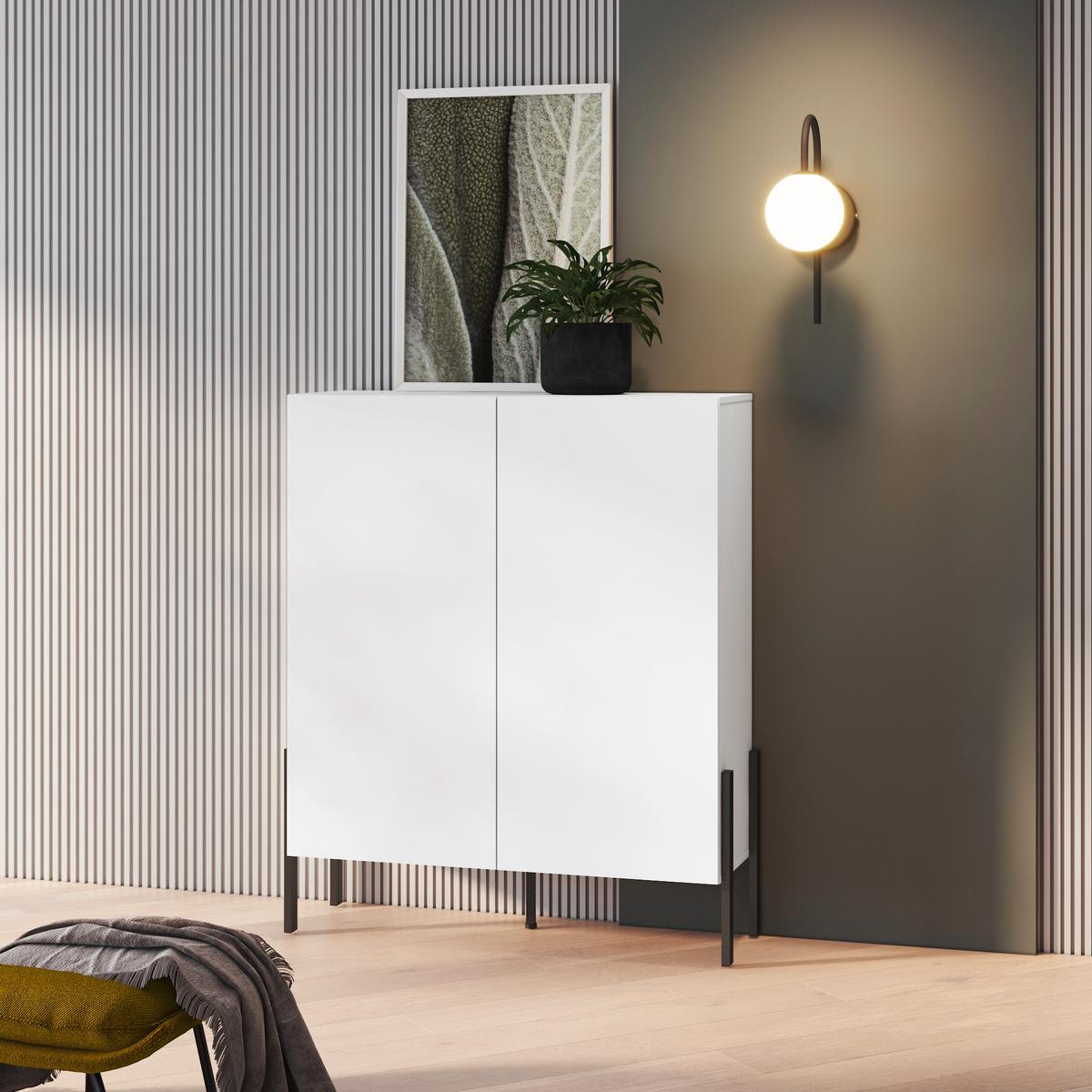 Komód Jukon - fehér, Modern, faalapú anyag (114/135/40cm)