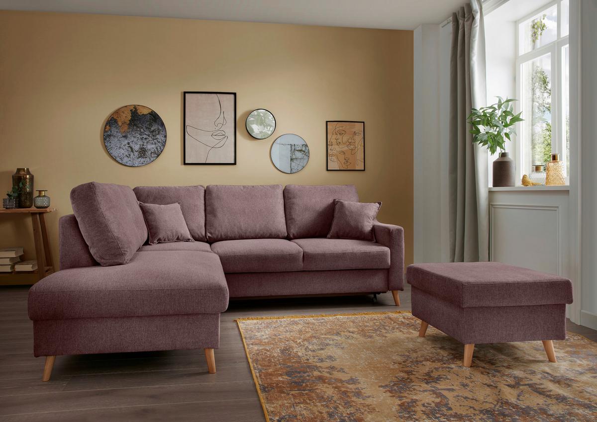 Wohnlandschaft Valentina Bordeaux Struktur - Bordeaux/Naturfarben, KONVENTIONELL, Holz/Textil (200/230cm) - P & B